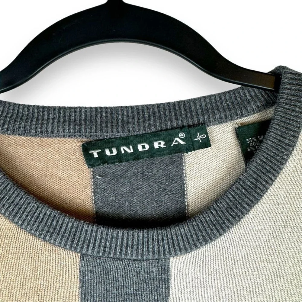 Vintage Tundra Grandpa Sweater Mens Size Large Silk Tencil Cashmere Geometric‎